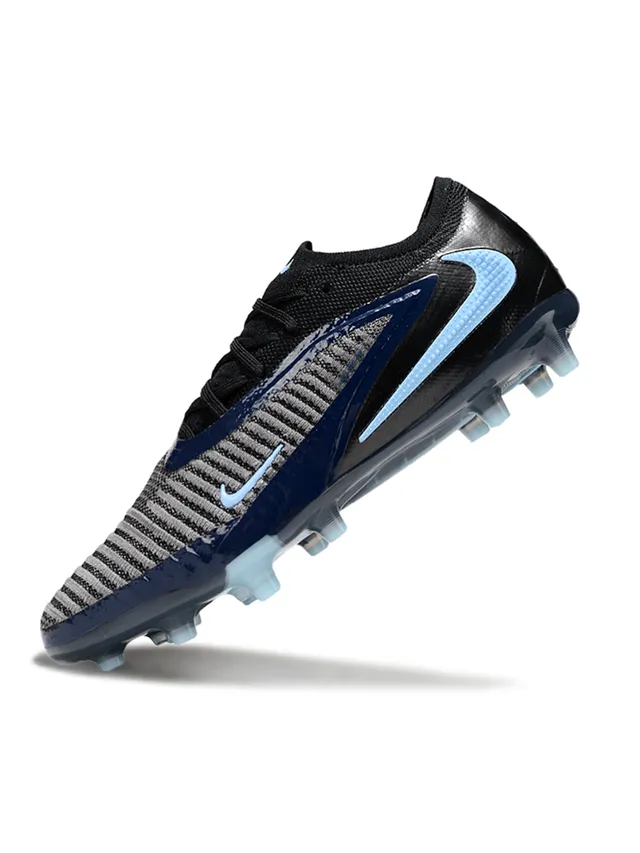 Nike Phantom GT Preto Azul Superior de Tricô Brilhante Sintético Jaula Terra Firme Sapatos de Futebol 4