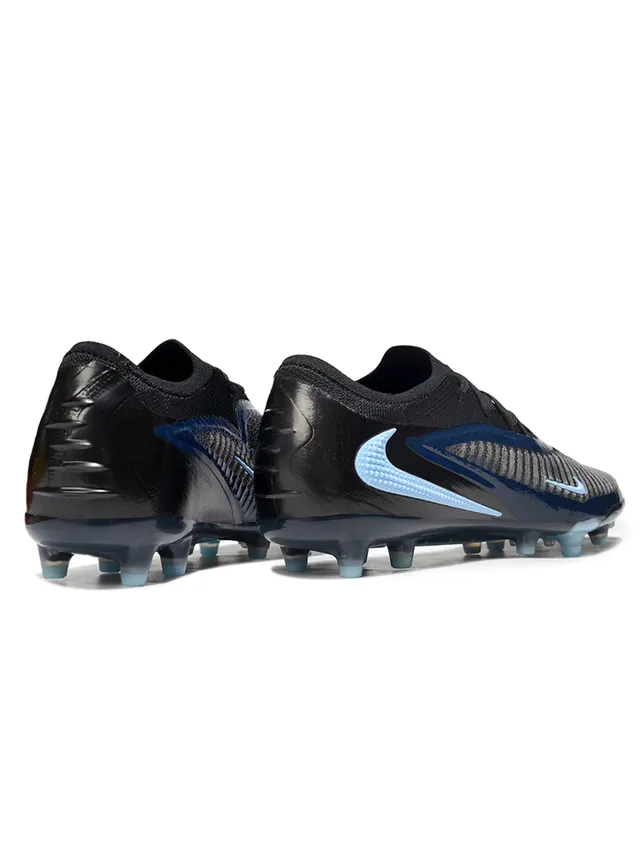 Nike Phantom GT Preto Azul Superior de Tricô Brilhante Sintético Jaula Terra Firme Sapatos de Futebol 5