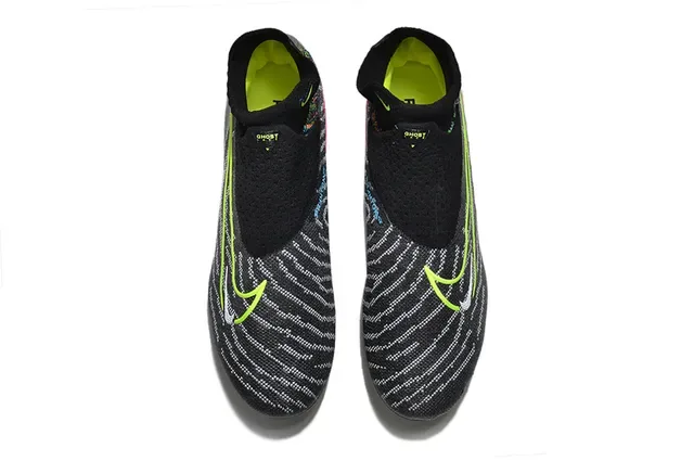 Nike Phantom GT Preto Verde Upper Knit Col Sock-Fit Firm-Ground Sapatos de Futebol 3