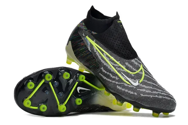 Nike Phantom GT Preto Verde Upper Knit Col Sock-Fit Firm-Ground Sapatos de Futebol 4