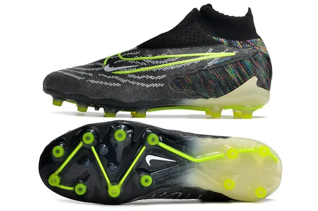 Nike Phantom GT Preto Verde Upper Knit Col Sock-Fit Firm-Ground Sapatos de Futebol 6
