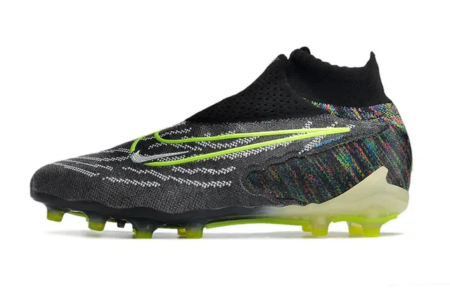 Nike Phantom GT Preto Verde Upper Knit Col Sock-Fit Firm-Ground Sapatos de Futebol 9