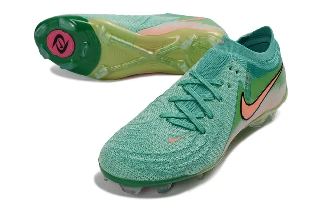 Nike Phantom GT हरा नारंगी लो-कट नीट अपर असममित लेसिंग फर्म-ग्राउंड सॉकर जूते 4