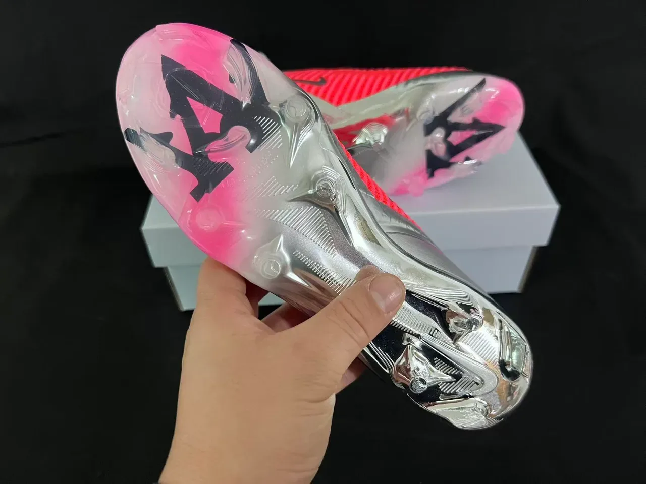 Nike Phantom GT Chaussures de football Orange Rose Collet Sock-Fit Upper en tricot ribbed Surface Firm-Ground 9