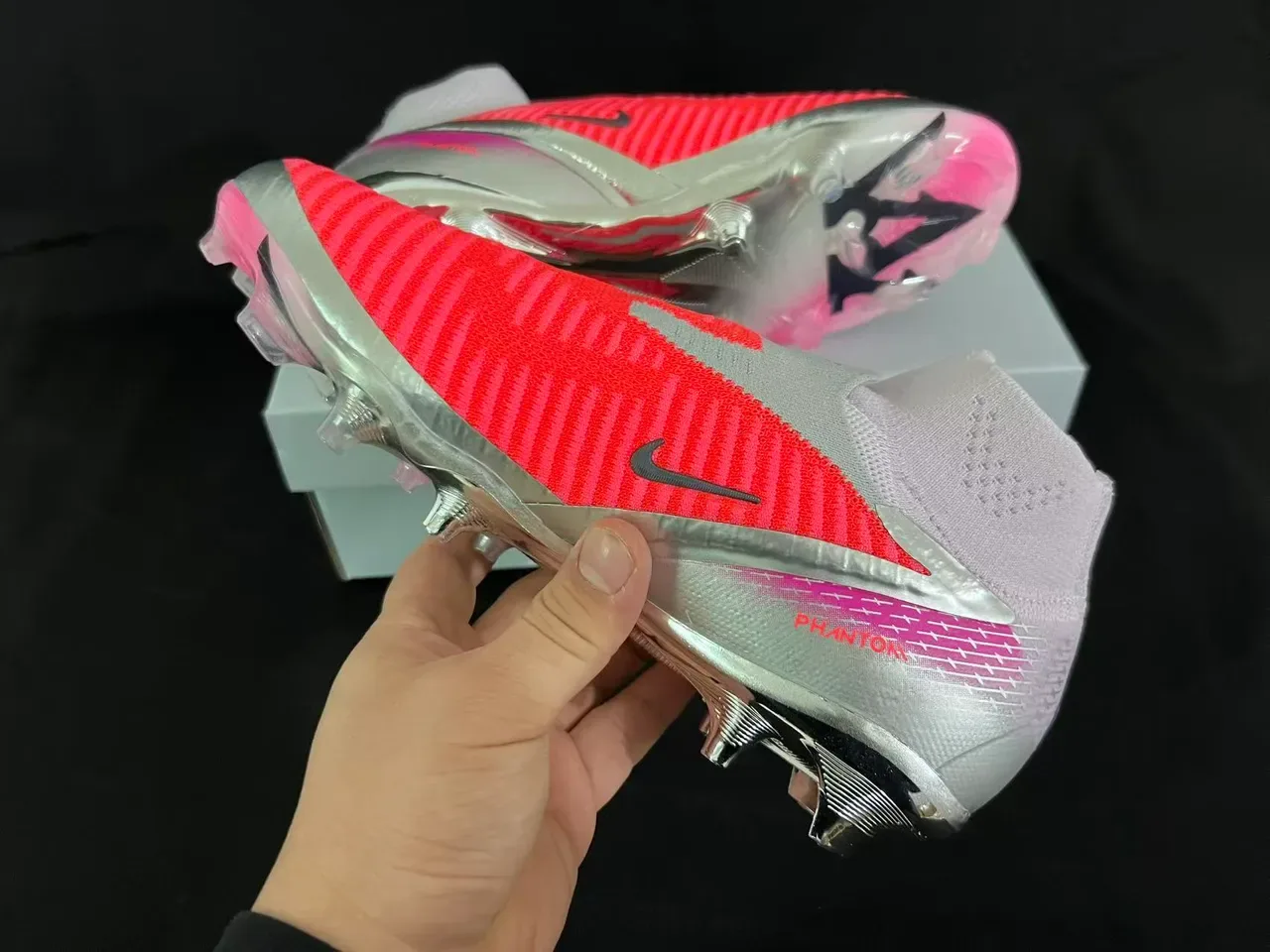 Nike Phantom GT Chaussures de football Orange Rose Collet Sock-Fit Upper en tricot ribbed Surface Firm-Ground 11