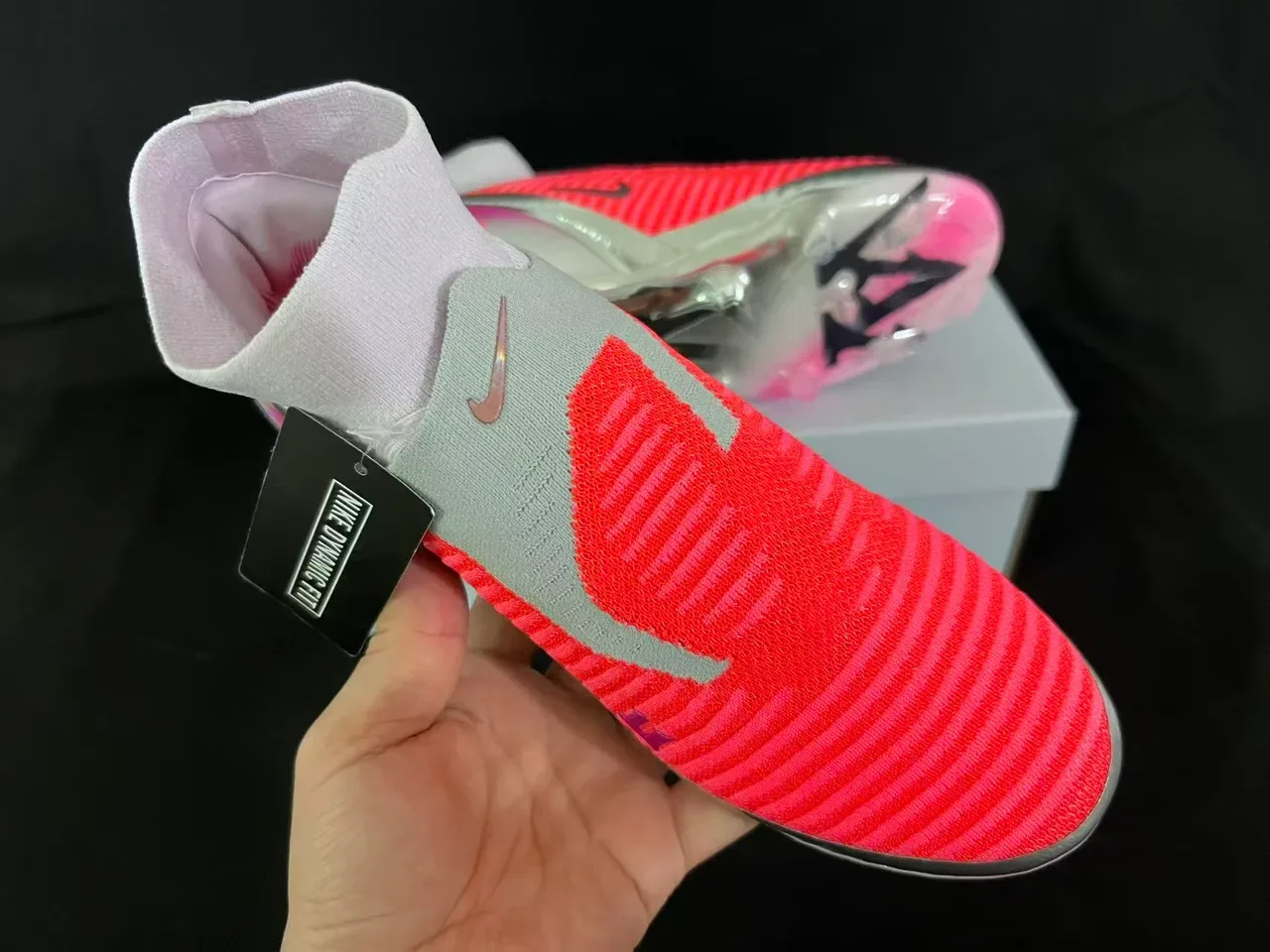 Nike Phantom GT Chaussures de football Orange Rose Collet Sock-Fit Upper en tricot ribbed Surface Firm-Ground 12