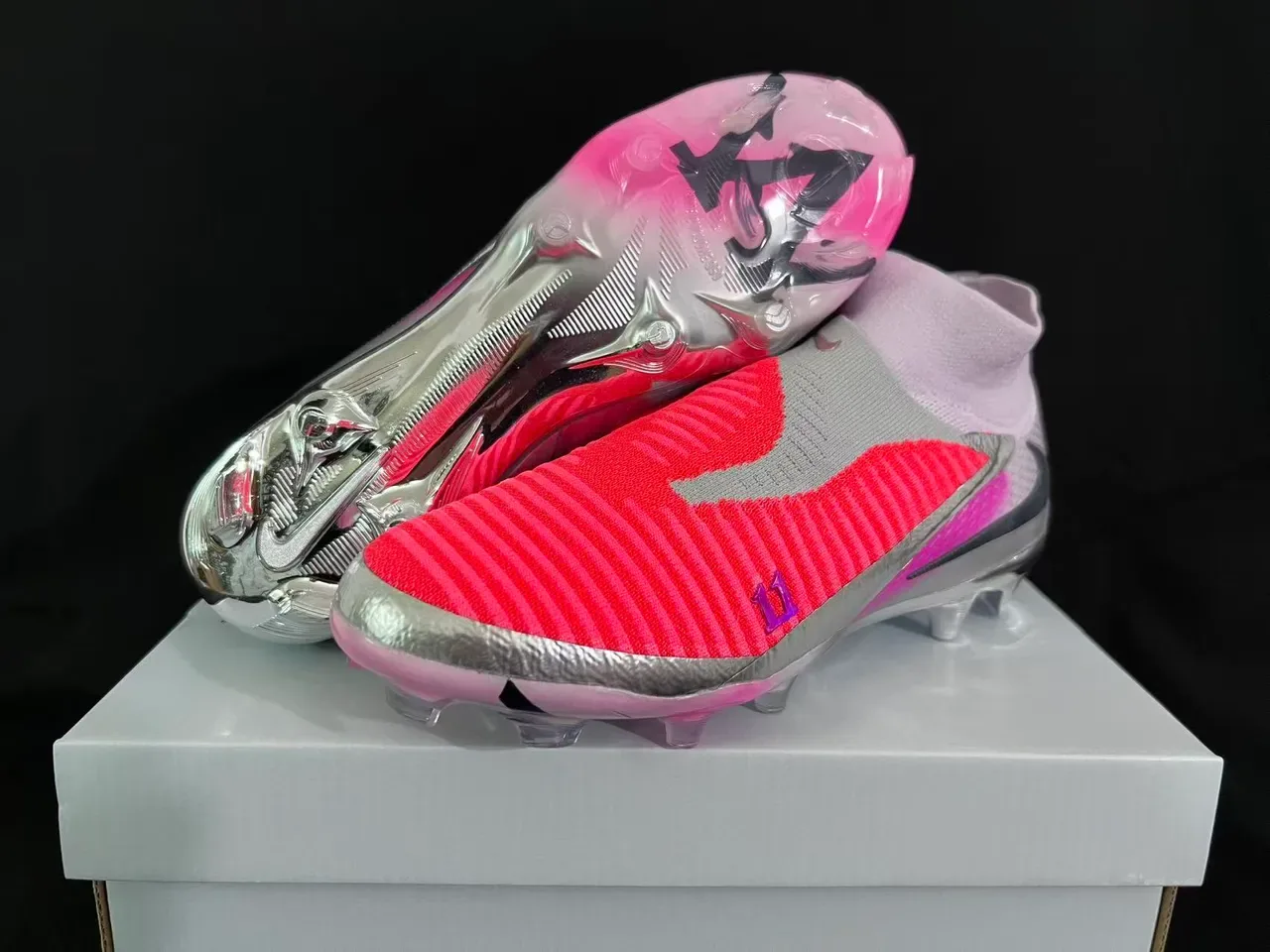 Nike Phantom GT Chaussures de football Orange Rose Collet Sock-Fit Upper en tricot ribbed Surface Firm-Ground 15