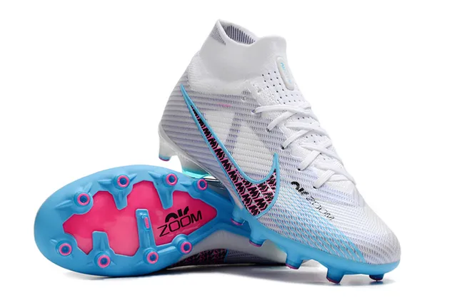 Nike Phantom GT সাদা ও নীল হাই-কাট সক-ফিট কলার ফার্ম-গ্রাউন্ড ফুটবল শু 3