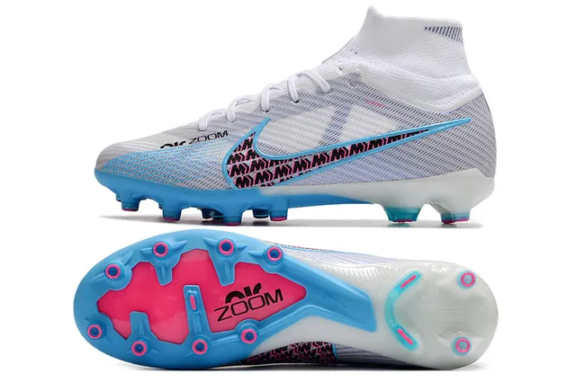 Nike Phantom GT সাদা ও নীল হাই-কাট সক-ফিট কলার ফার্ম-গ্রাউন্ড ফুটবল শু 5