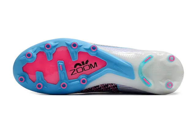 Nike Phantom GT সাদা ও নীল হাই-কাট সক-ফিট কলার ফার্ম-গ্রাউন্ড ফুটবল শু 6