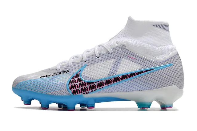 Nike Phantom GT সাদা ও নীল হাই-কাট সক-ফিট কলার ফার্ম-গ্রাউন্ড ফুটবল শু 8
