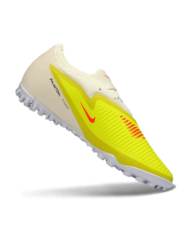 Nike Phantom GT Chaussures de soccer pour gazon artificiel jaune beige upper en tricot lacets asymétriques coupe basse 7
