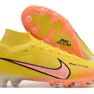 Nike Phantom GT Yellow Orange High-Cut Sock-Fit Flyknit Upper Firm-Ground Soccer Shoes