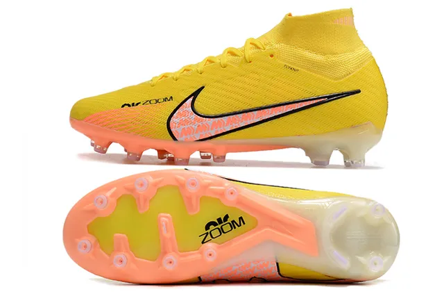 Nike Phantom GT Yellow Orange High-Cut Sock-Fit Flyknit Upper Firm-Ground Soccer Shoes 19