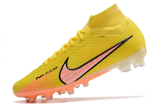 Nike Phantom GT Yellow Orange High-Cut Sock-Fit Flyknit Upper Firm-Ground Soccer Shoes 21