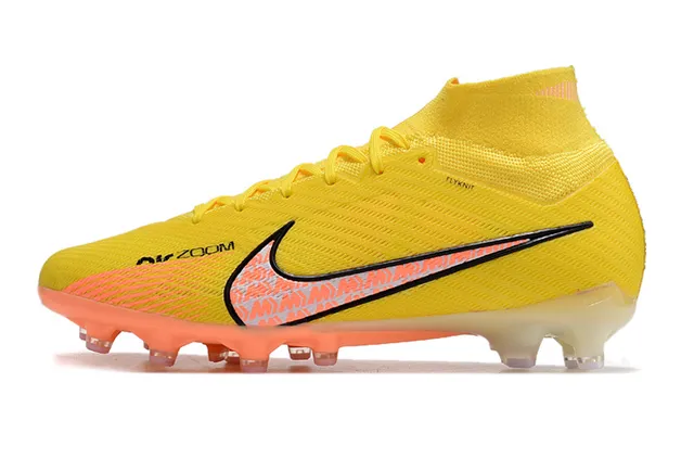 Nike Phantom GT Yellow Orange High-Cut Sock-Fit Flyknit Upper Firm-Ground Soccer Shoes 22
