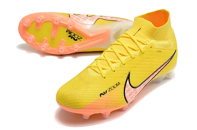 Nike Phantom GT Yellow Orange High-Cut Sock-Fit Flyknit Upper Firm-Ground Soccer Shoes 23