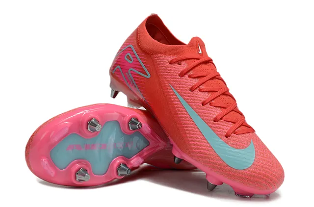 Nike Rojo Azul Upper de Knit Bajo en el Cuello Superficie Firme Zapatos de Fútbol 4
