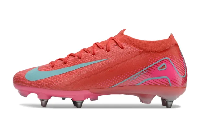 Nike Rojo Azul Upper de Knit Bajo en el Cuello Superficie Firme Zapatos de Fútbol 7