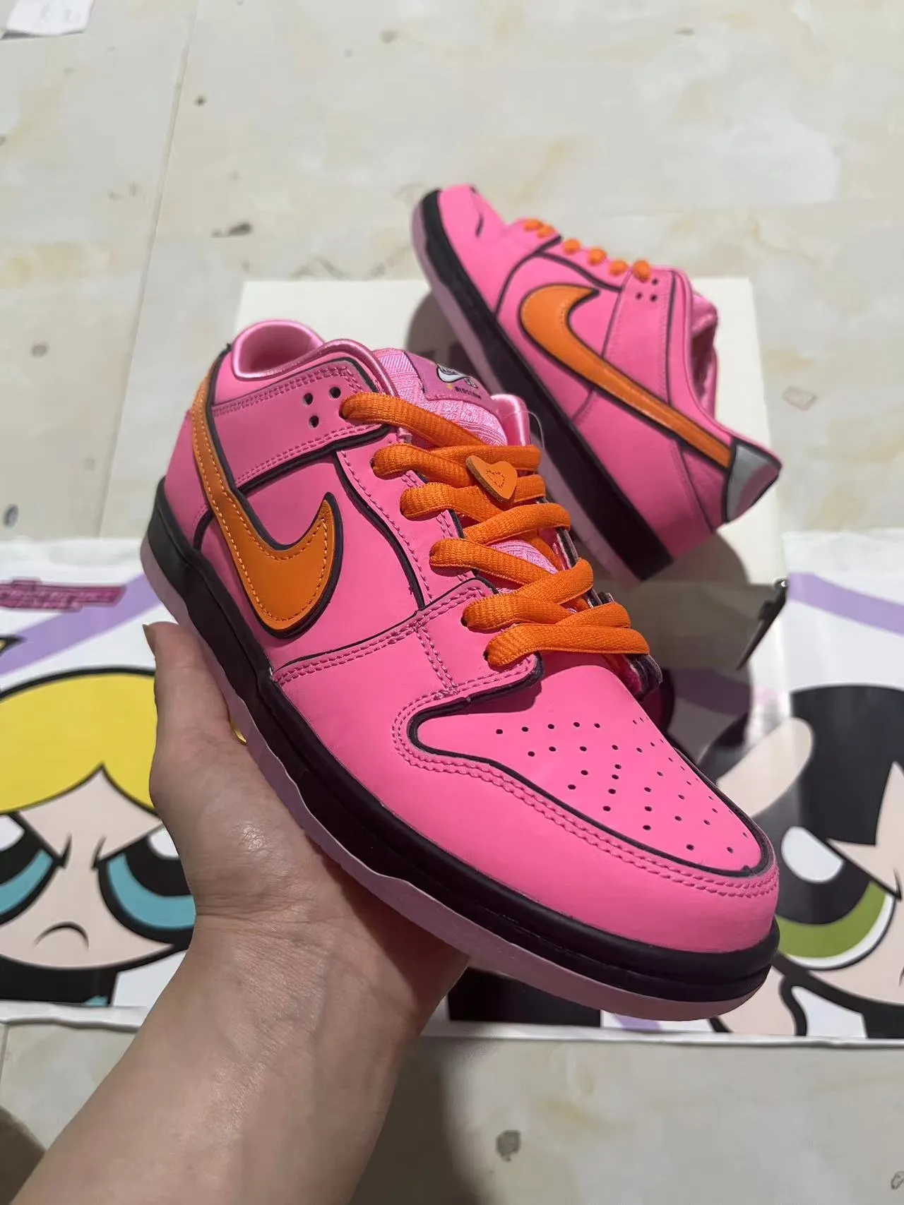 Nike SB Dunk Low Pink Orange Black Skateboard Shoes 2