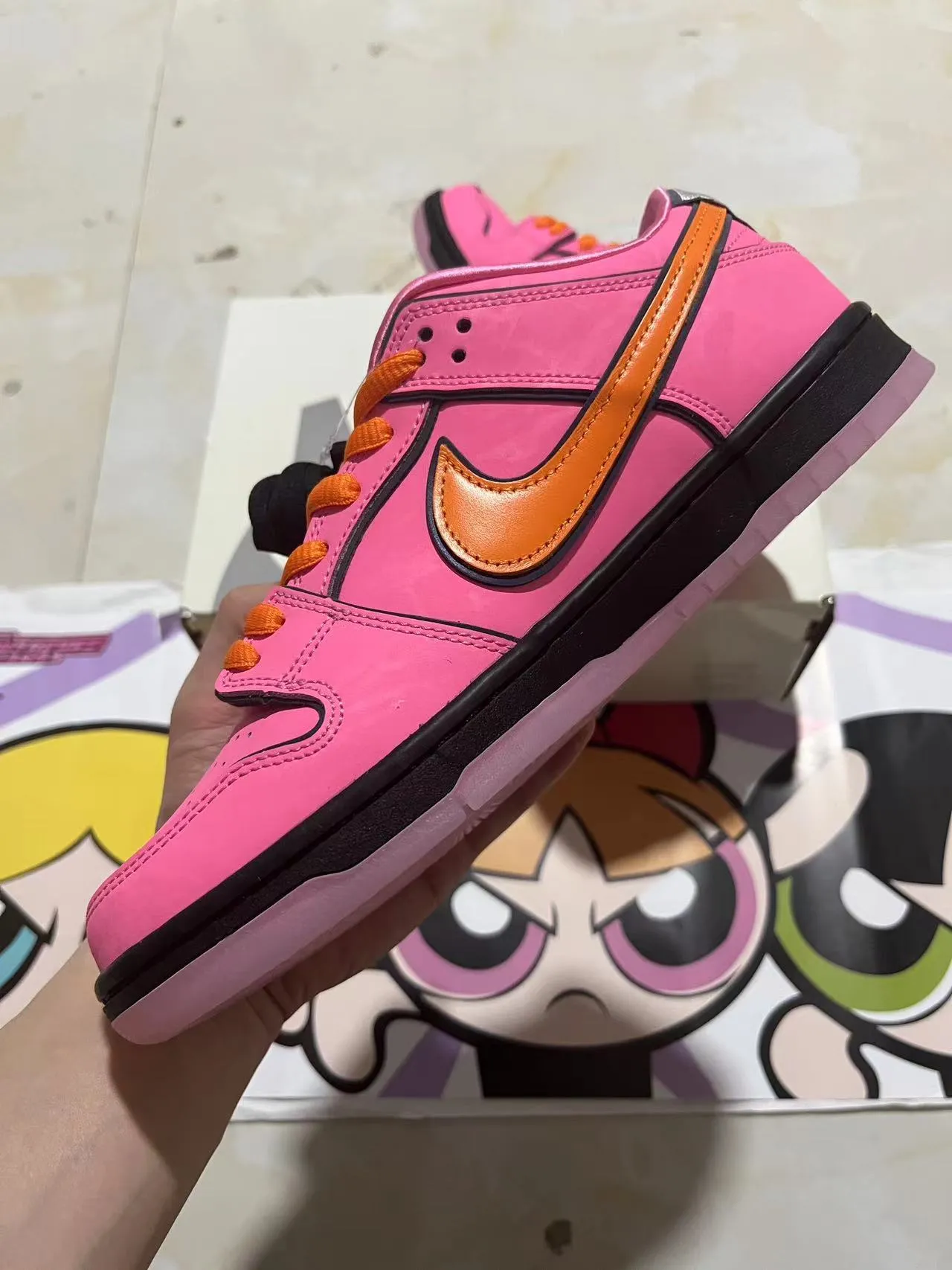 Nike SB Dunk Low Pink Orange Black Skateboard Shoes 5