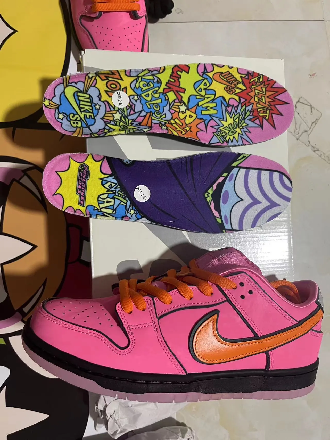Nike SB Dunk Low Pink Orange Black Skateboard Shoes 10