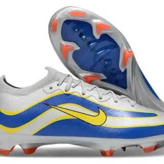 Nike Silver Blue Tênis de futebol baixo corte colar de malha forma ondulada superposições sintéticas solo firme