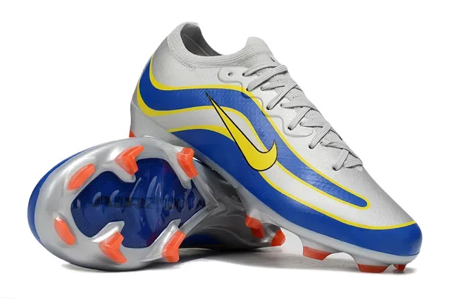 Nike Silver Blue Zapatos de fútbol bajo corte cuello de punto forma de ola material sintético superposiciones superficie firme 4