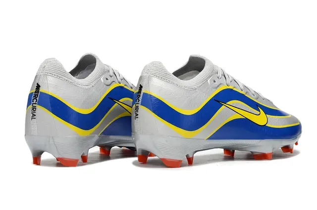 Nike Silver Blue Zapatos de fútbol bajo corte cuello de punto forma de ola material sintético superposiciones superficie firme 5