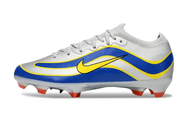 Nike Silver Blue Zapatos de fútbol bajo corte cuello de punto forma de ola material sintético superposiciones superficie firme 6