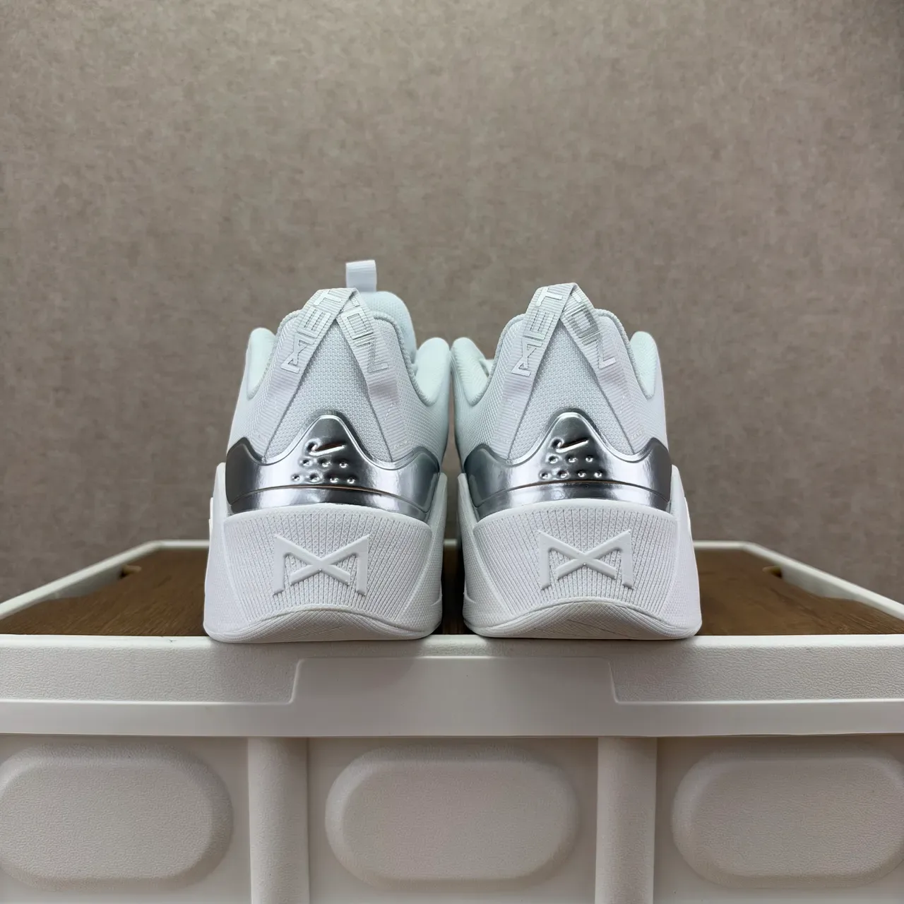 Nike White and Silver Sculpted Midsole Lifestyle Sneaker 5