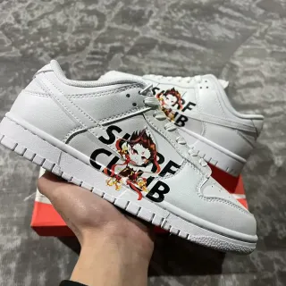 Nike White Black Low-Top Leather Upper Lifestyle Sneakers