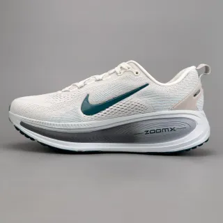 Nike tênis de corrida brancos azuis, parte superior em malha engineered, amortecimento ZoomX, janela