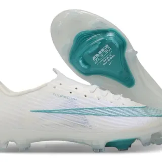 Nike Blanc Bleu Flyweave Knit Upper Accent Teal Swoosh Firm-Ground Chaussures de football