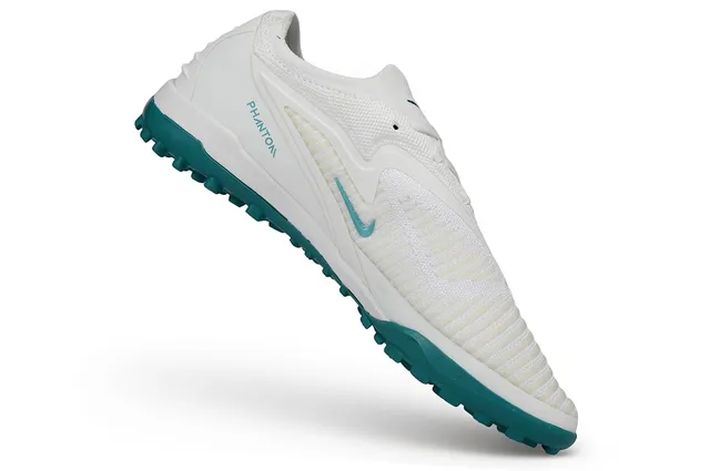 Nike Sapatos de futebol para gramado branco e azul com upper de tricot e collar integrado 2