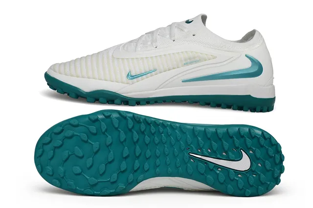 Nike Sapatos de futebol para gramado branco e azul com upper de tricot e collar integrado 6