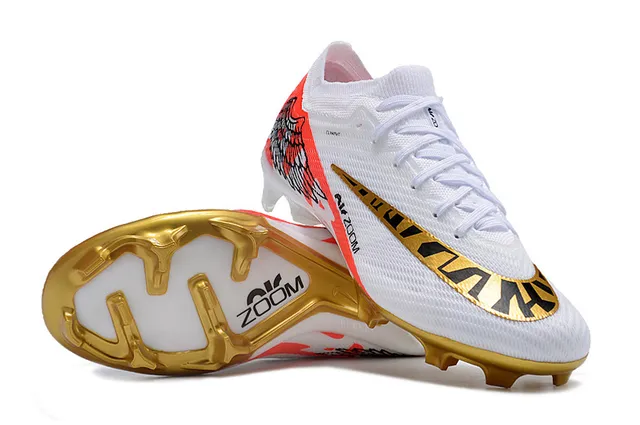 Nike White Gold Malha Superior Asa Motivo Gráfico Solo Firme Sapatos de Futebol 2