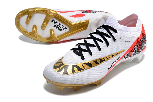 Nike White Gold Malha Superior Asa Motivo Gráfico Solo Firme Sapatos de Futebol 3