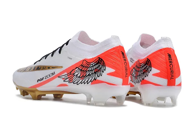 Nike White Gold Malha Superior Asa Motivo Gráfico Solo Firme Sapatos de Futebol 4