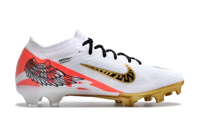 Nike White Gold Malha Superior Asa Motivo Gráfico Solo Firme Sapatos de Futebol 5