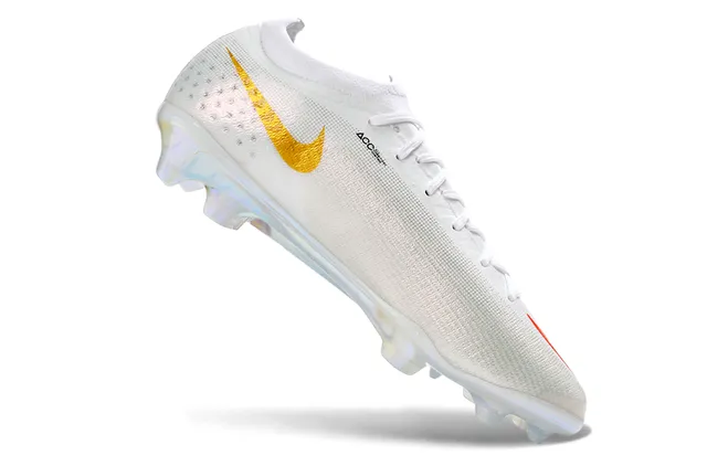 Nike Branco Dourado Ajuste de Meia Knit Upper Sola Iridescente Translucida Superfície Firme Chuteira 2