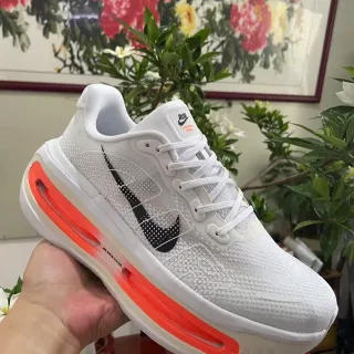 Nike White Orange Engineered Mesh Upper Full-Length Visible Air Zoom Unit Running Shoes