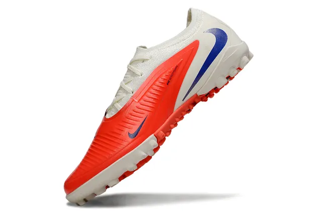 Nike Branco Laranja Baixo Ajuste de meia Superior Acanalado Sintético Suporte de mediopé Grama artificial Sapatos de futebol 3