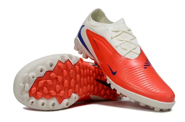 Nike Branco Laranja Baixo Ajuste de meia Superior Acanalado Sintético Suporte de mediopé Grama artificial Sapatos de futebol 4