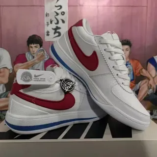Nike أبيض أحمر أزرق جلدي منخفض أسلوب الحياة حذاء رياضي