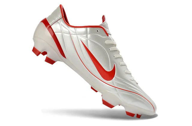 Nike Chaussures de Football Blanc Rouge Coupe Basse Empeigne Synthétique Clous Moulés Terrain Ferme 2