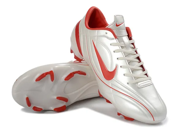 Nike Chaussures de Football Blanc Rouge Coupe Basse Empeigne Synthétique Clous Moulés Terrain Ferme 4