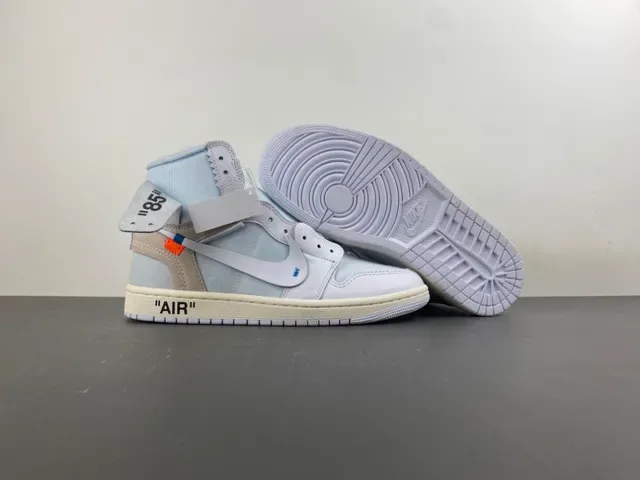 Nike x Off-White Air Jordan 1 'The Ten' Tênis de Basquete Cinza Claro 13