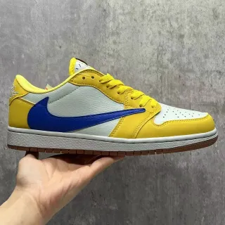 Nike Zapatillas Lifestyle Amarillo Azul Low-Top Paneladas Cuero/Sintético