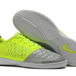 Nike Zapatillas de fútbol indoor amarillo gris low-top con capucha acolchada en la punta